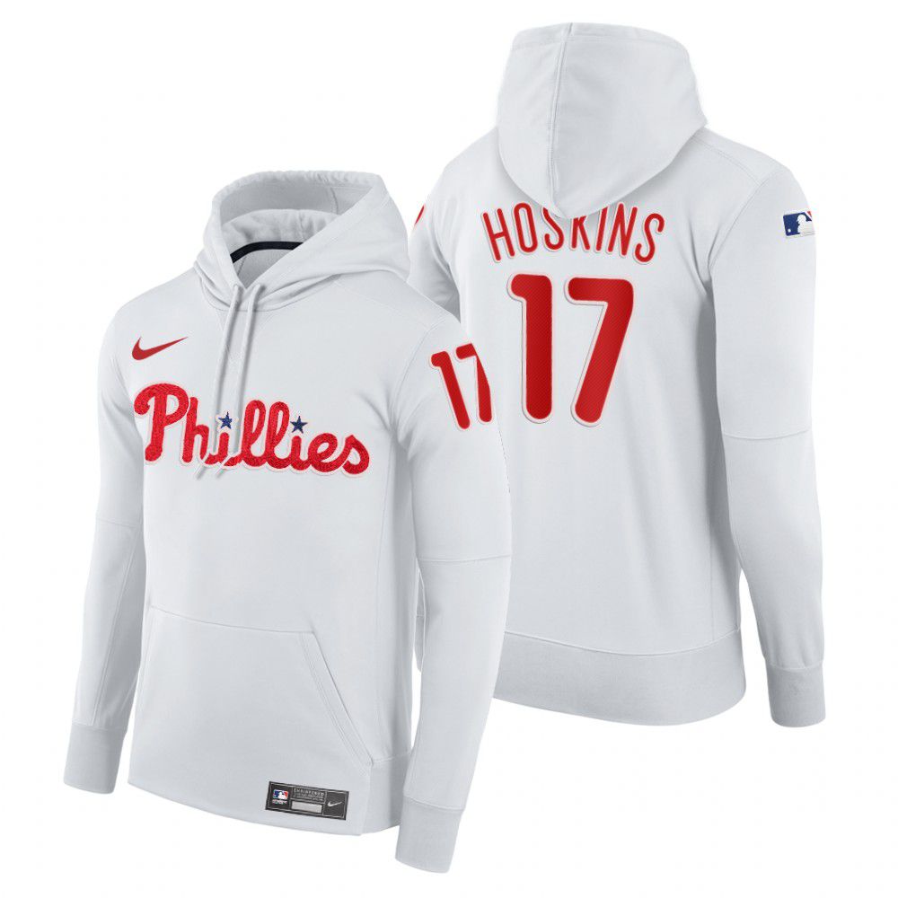 Men Philadelphia Phillies #17 Hoskins white home hoodie 2021 MLB Nike Jerseys->philadelphia phillies->MLB Jersey